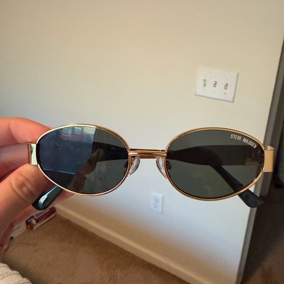 Steve Madden Accessories - Steve Madden Gold Frame Oval Sunglasses with Dark Green Lenses